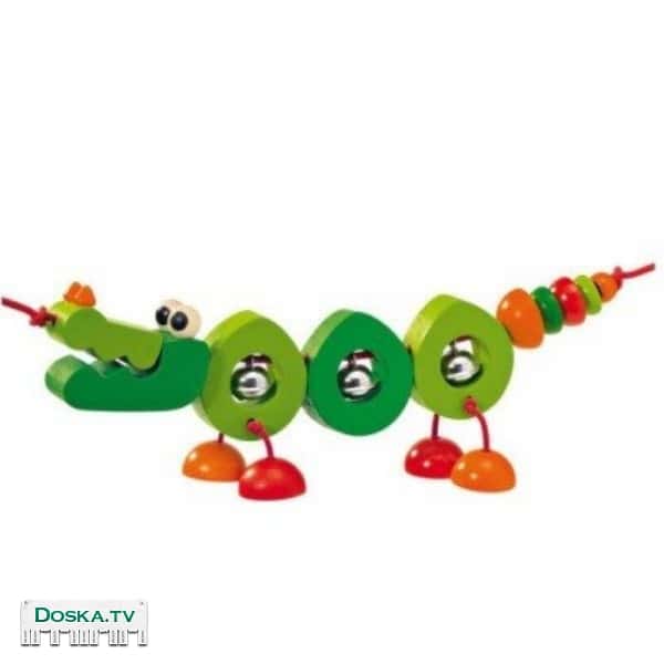 Подарочный набор - зелёный деревянный крокодил длиной 30 см на