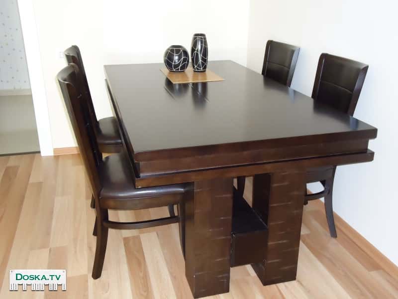 обеденный стол цельного дерева 100 на 180 (раскрывается до 220)