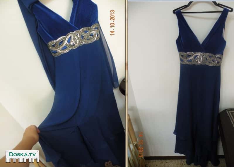 Платье выходное цвет синий размер 42. Платье очень красиво на
