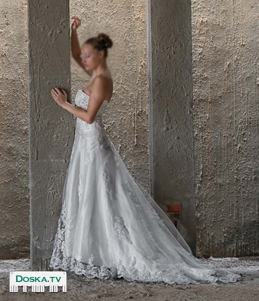 свадебное платье (1200 шек), расшитое вручную бисером и пайетками. Размер