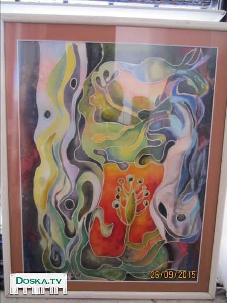 Картины в рамах - панно в технике "батик", шелк, акрил.