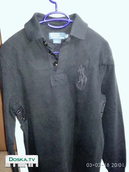 Рубашка зимняя, плотная ткань черного цвета, на левой груди эмблема