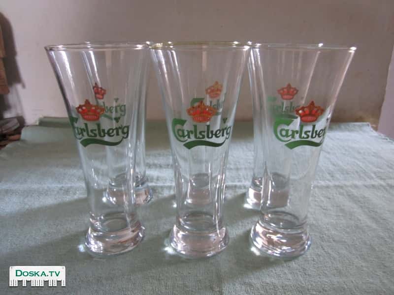 Бокалы пивные CARLSBERG -6 шт. Высота-17 см. Цена-40 шек. Спасибо
