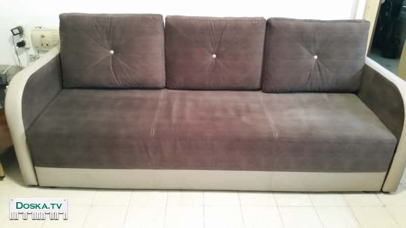 Диван раскладной, с ящиком для постели, цвет коричнево белый, как