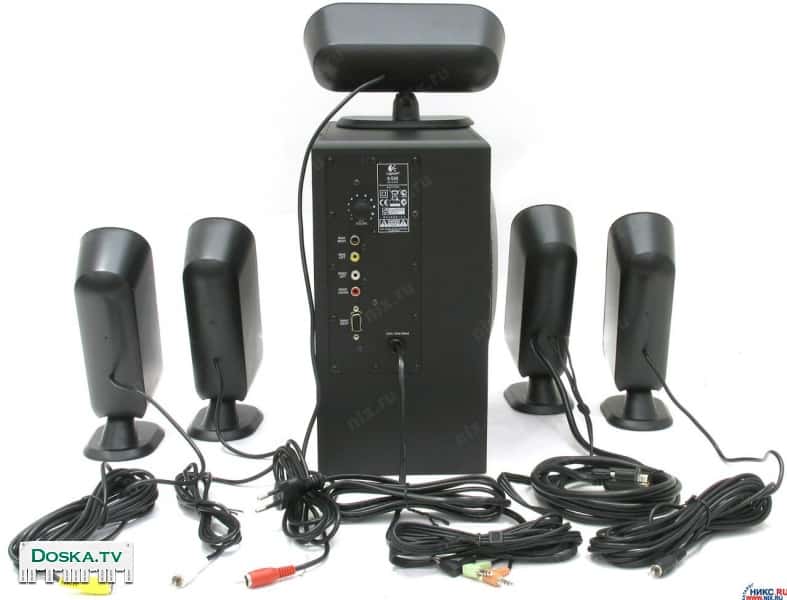 Logitech X-530-компьютерная шестиканальная акустика 5.1 суммарная мощность 71.20 Вт,двухполосные колонки,материал