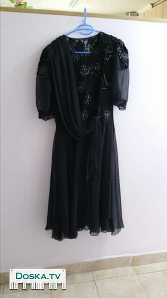 Вечернее платье, чёрное, р.54 - 56 Платье тёмно-малиновое с длинным