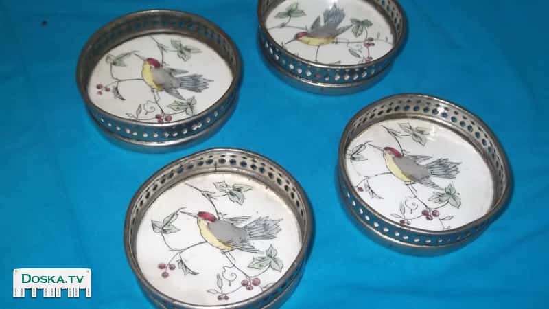 Подстаканники старинные (более 100 лет), фарфор, металл. Состояние отличное 4