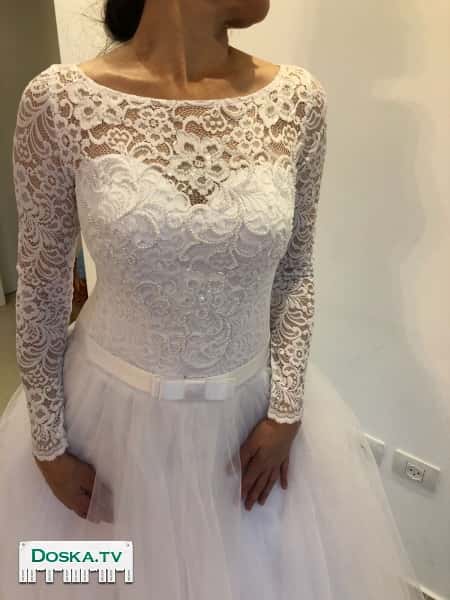Платье свадебное эксклюзивное, новое, с длинным рукавом. Р.44-48 (пройдет