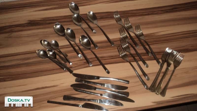 комплект " ложки , вилки из тяжёлой нержавеющей стали. Форма