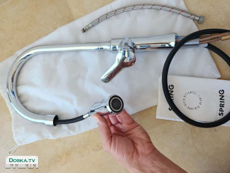 Абсолютно новый качественный кран Spring на кухню, 46x23см. Удобная подвижная