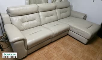 Итальянский угловой диван из натуральной высококачественной кожи. Великолепное состояние —