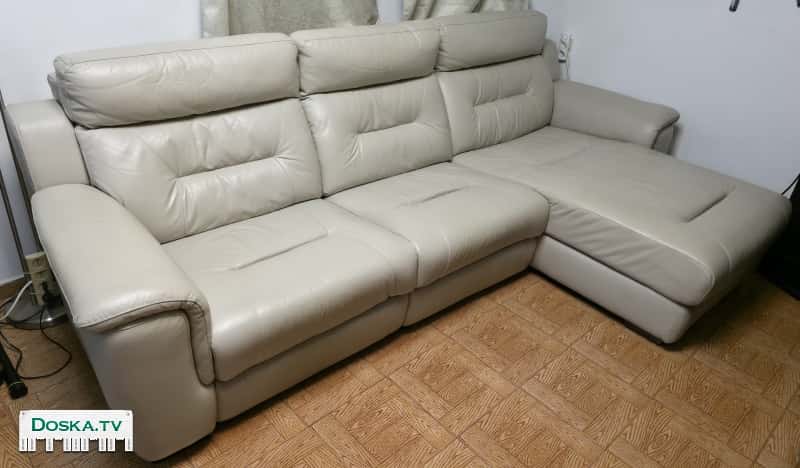 Итальянский угловой диван из натуральной высококачественной кожи. Великолепное состояние —