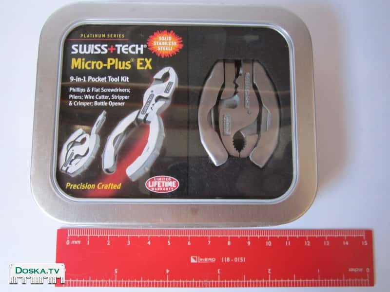 Маленький Мултитул Swiss+Tech Micro plus EX.9 в 1.Оригинальный! Платиновая серия