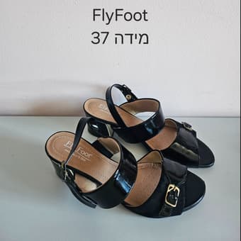 Чёрные лаковые босоножки FlyFoot, размер 37